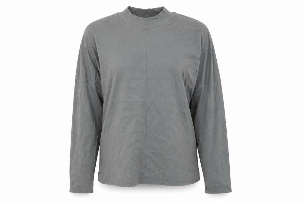 Mango Womens Grey Polyester Basic T-Shirt Size XS Mock Neck