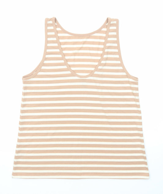 ASOS Womens Beige Striped Polyester Basic Tank Size 8 Boat Neck