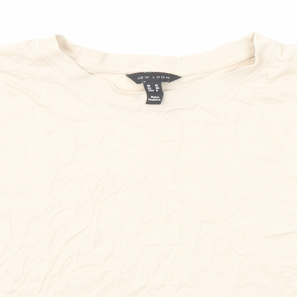 New Look Womens Beige Cotton Basic T-Shirt Size 10 Round Neck