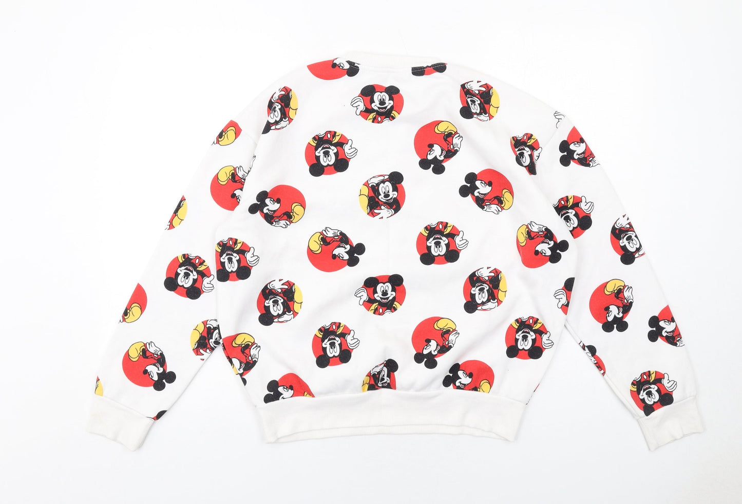 Disney Womens White Geometric Polyester Pullover Sweatshirt Size S Pullover - Mickey Mouse