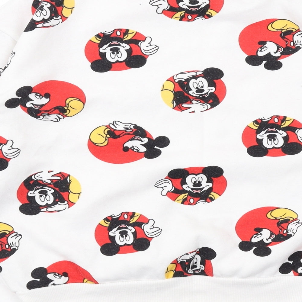 Disney Womens White Geometric Polyester Pullover Sweatshirt Size S Pullover - Mickey Mouse