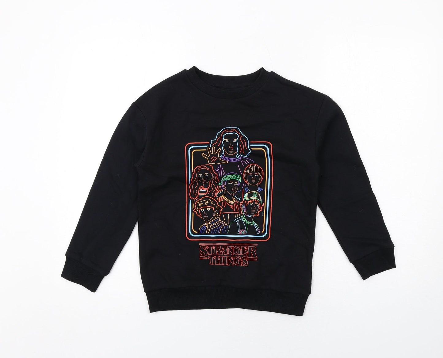Stranger Things Boys Black Cotton Pullover Sweatshirt Size 8-9 Years Pullover - Stranger Things