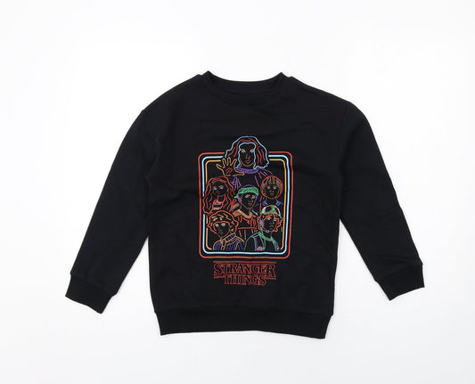 Stranger Things Boys Black Cotton Pullover Sweatshirt Size 8-9 Years Pullover - Stranger Things