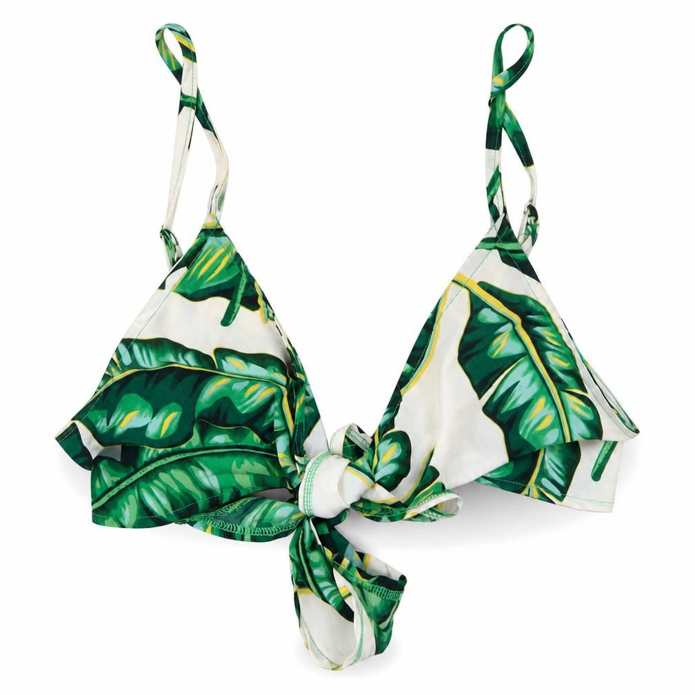 prettylitt Womens Green Geometric Polyester Cropped Tank Size 10 V-Neck - Bralette