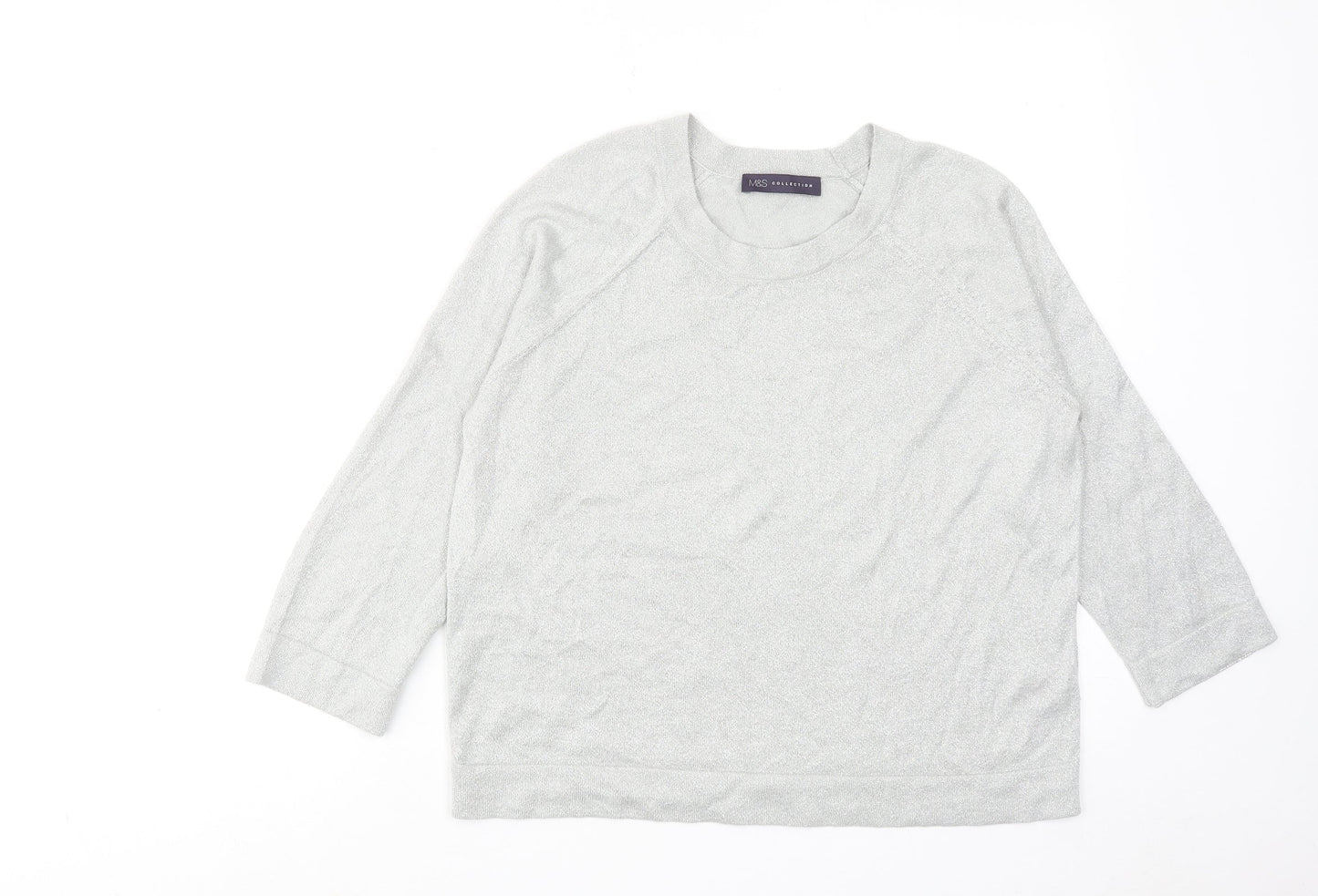 Marks and Spencer Womens Silver Round Neck Viscose Pullover Jumper Size 10