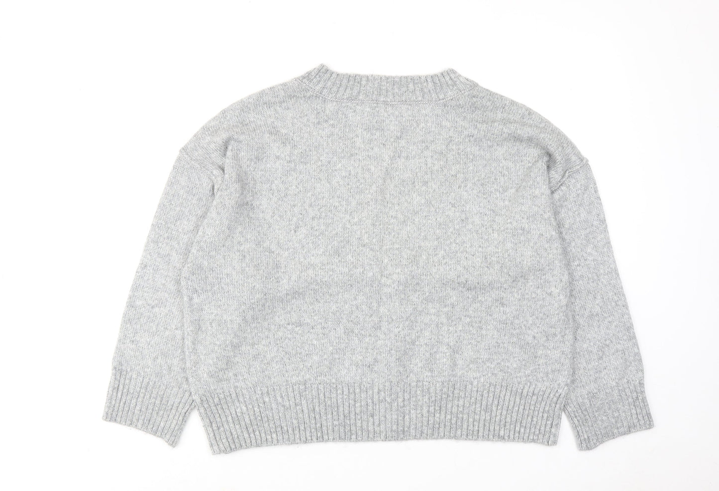 ASOS Womens Grey V-Neck Acrylic Pullover Jumper Size S