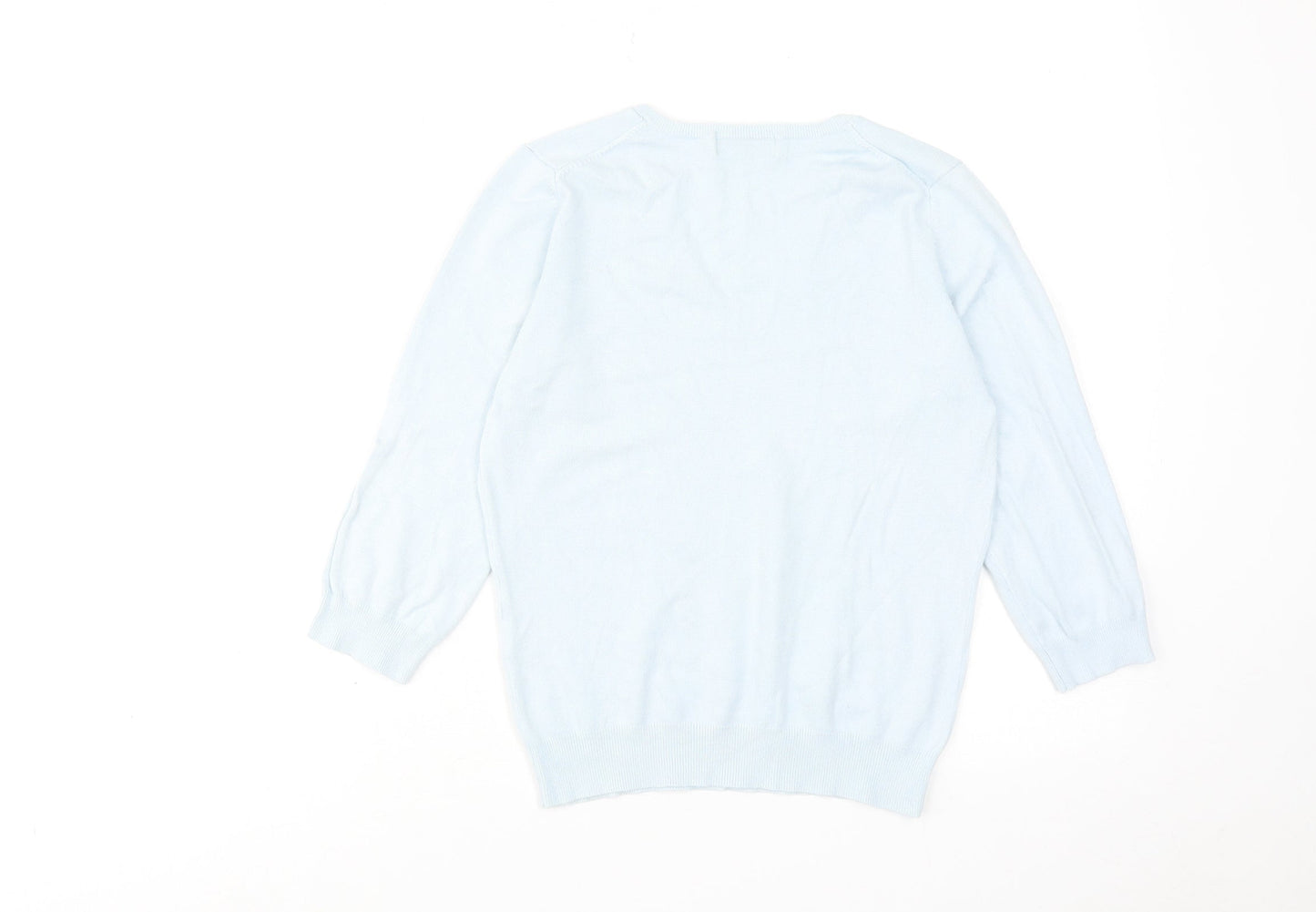 Marks and Spencer Womens Blue V-Neck Viscose Pullover Jumper Size 12