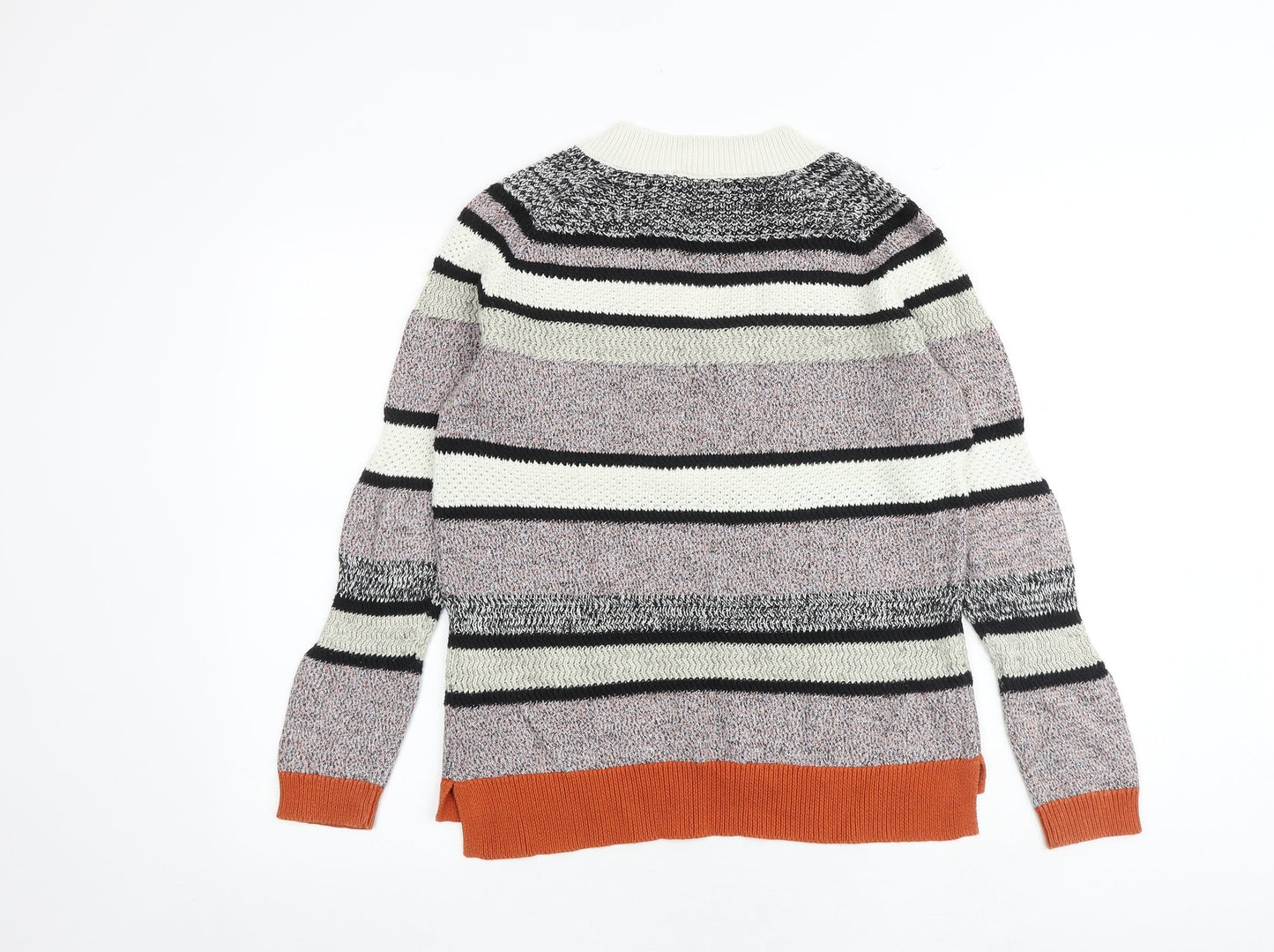 Marks and Spencer Womens Multicoloured V-Neck Striped Cotton Pullover Jumper Size 14