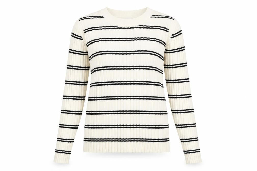 H&M Womens Multicoloured Round Neck Striped Acrylic Pullover Jumper Size M