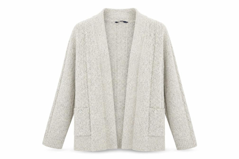 Maine Womens Beige V-Neck Acrylic Cardigan Jumper Size 14