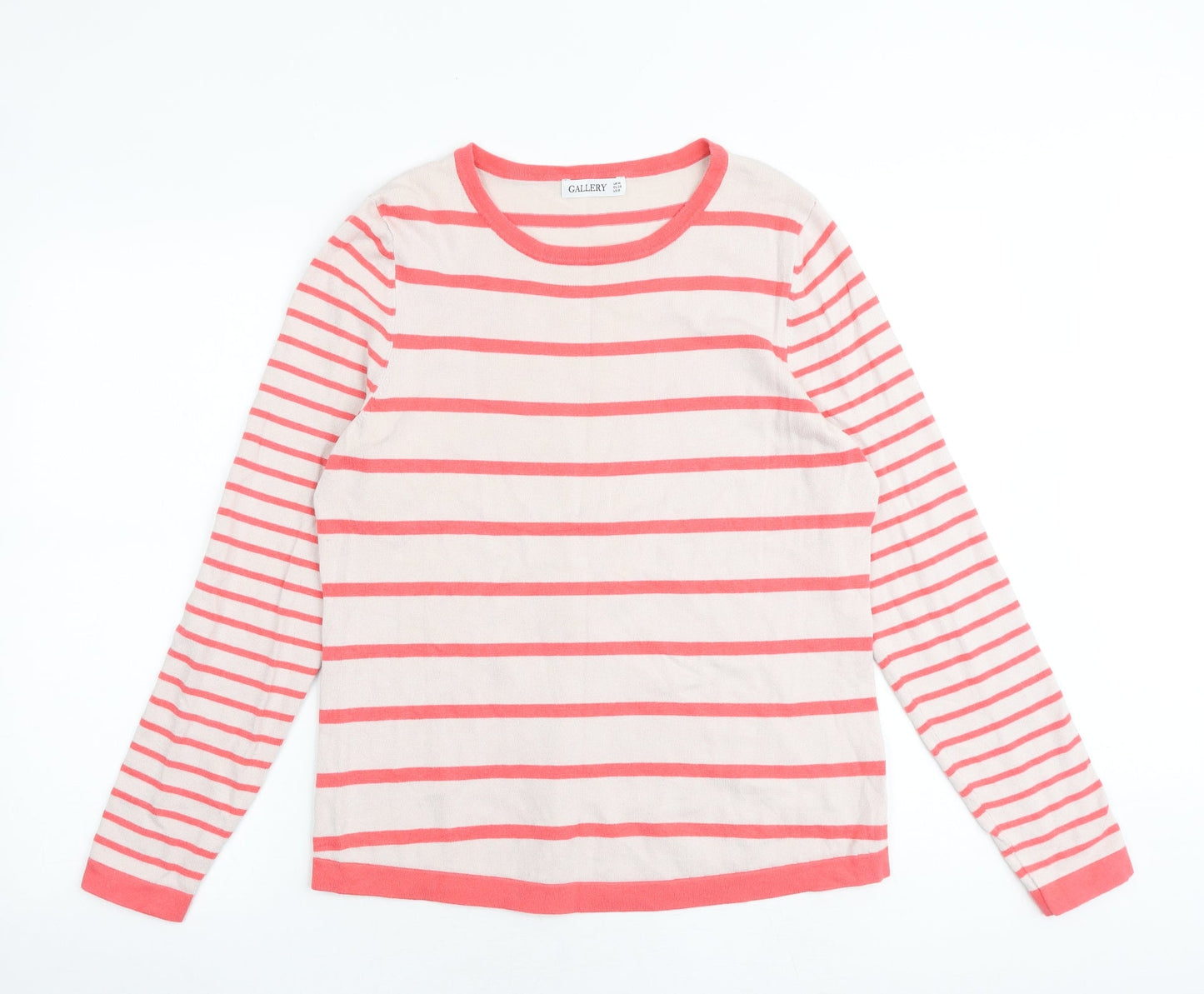 Gallery Womens Multicoloured Round Neck Striped Viscose Pullover Jumper Size M