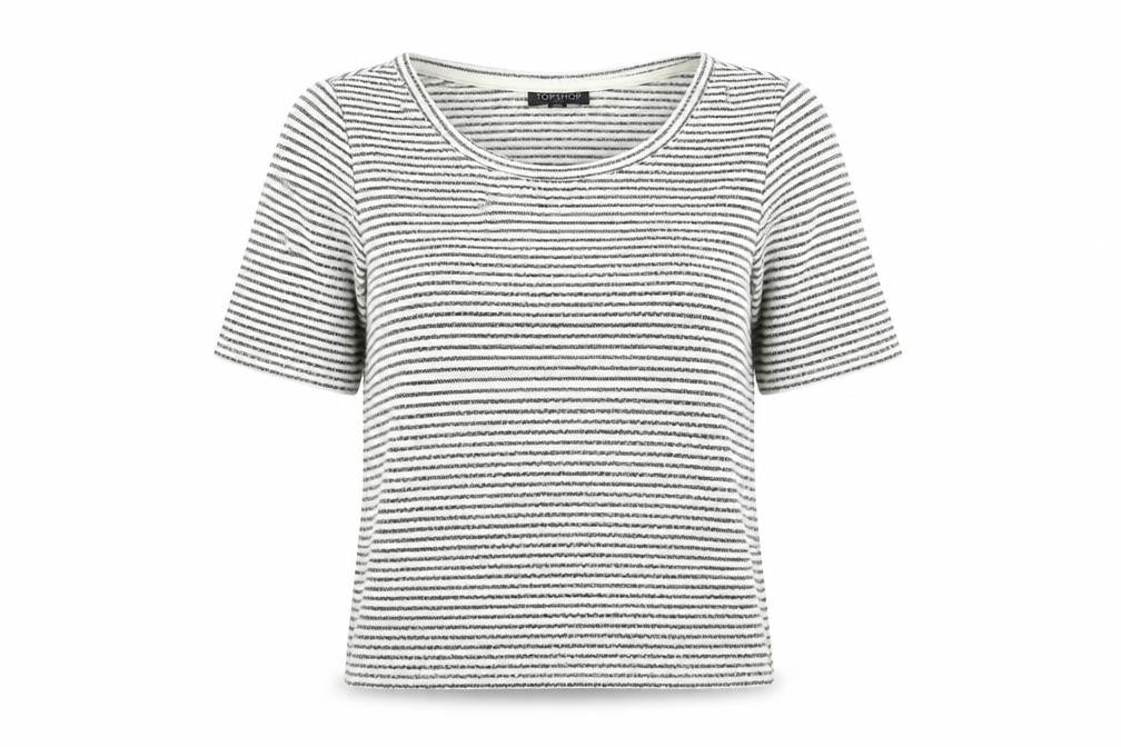 Topshop Womens Multicoloured Striped Cotton Basic T-Shirt Size 10 Round Neck