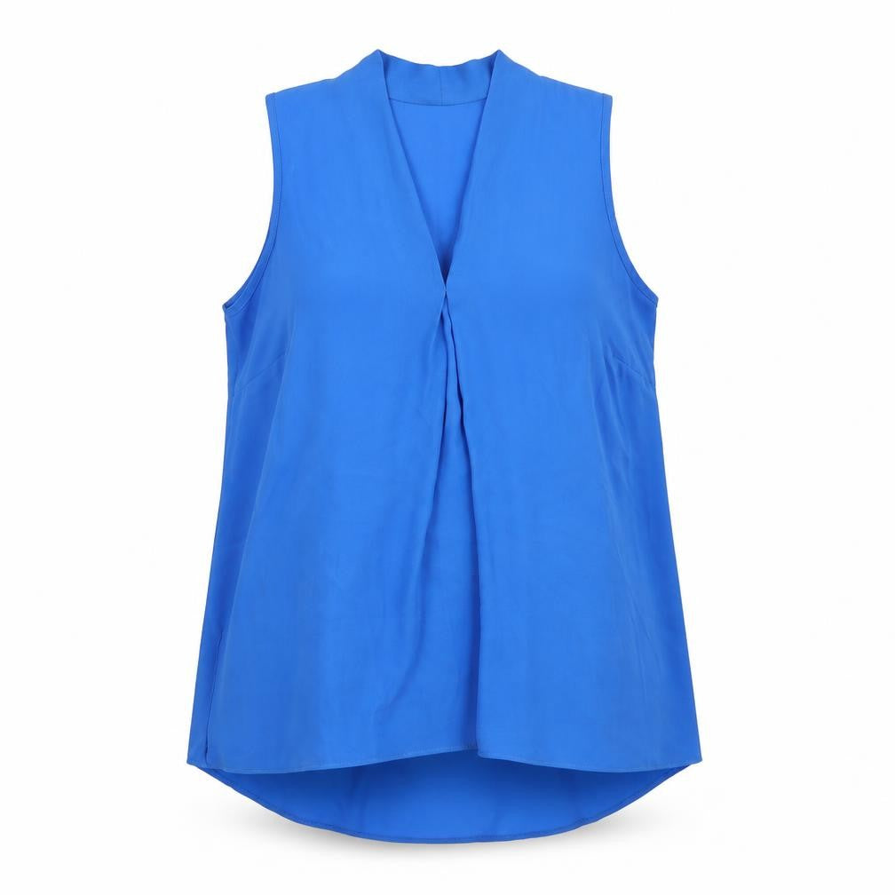 Roman Womens Blue Polyester Basic Tank Size 10 V-Neck