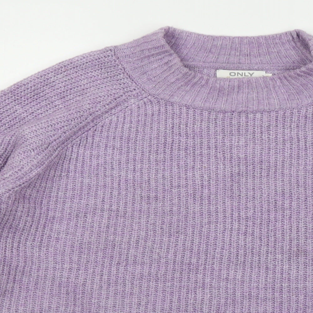Only Womens Purple Mock Neck Acrylic Pullover Jumper Size M