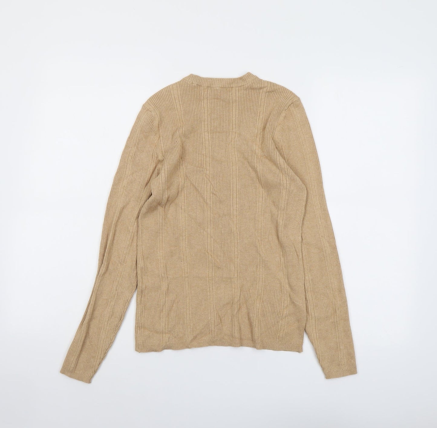 Marks and Spencer Womens Beige Round Neck Viscose Pullover Jumper Size M