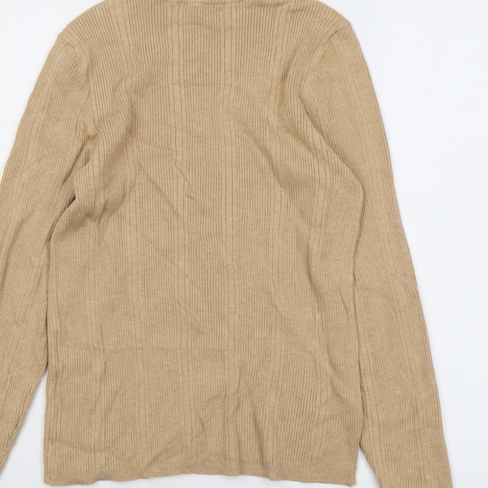 Marks and Spencer Womens Beige Round Neck Viscose Pullover Jumper Size M