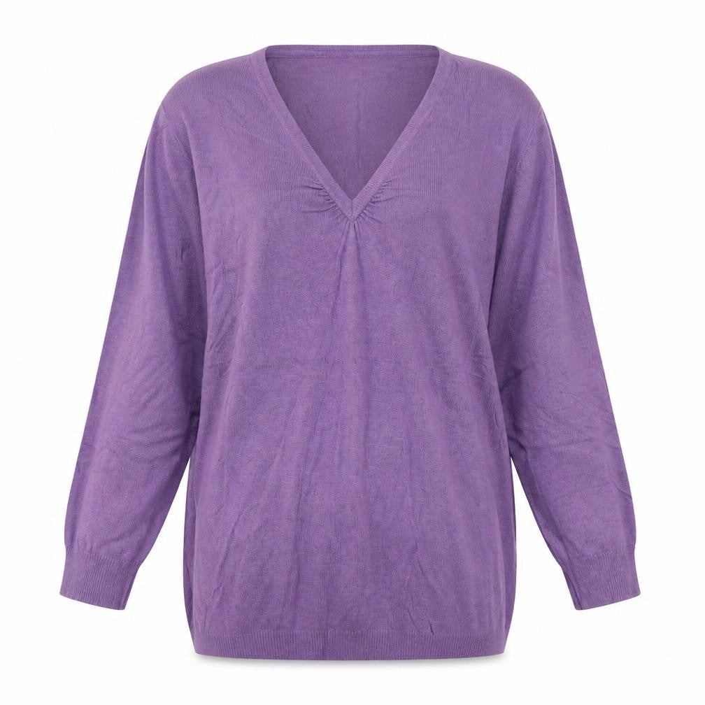 Marks and Spencer Womens Purple V-Neck Viscose Pullover Jumper Size 10