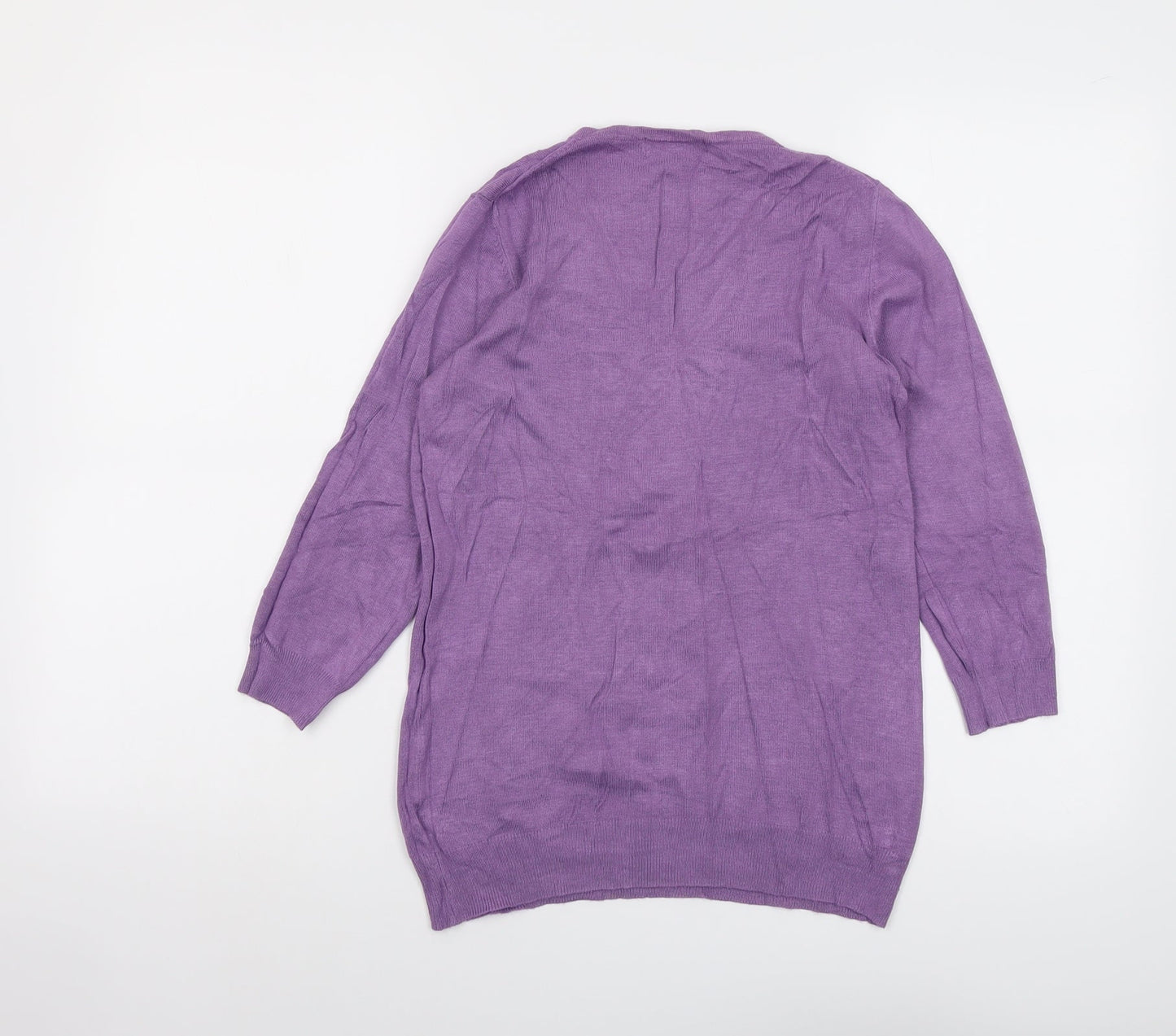 Marks and Spencer Womens Purple V-Neck Viscose Pullover Jumper Size 10