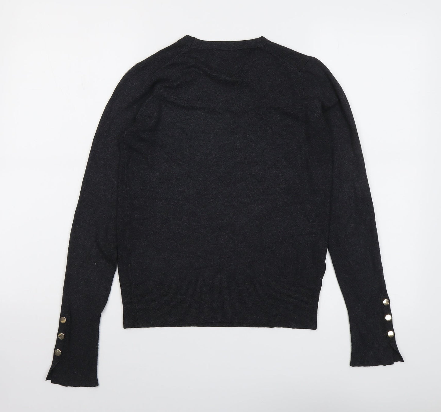 Zara Womens Grey Round Neck Viscose Pullover Jumper Size S