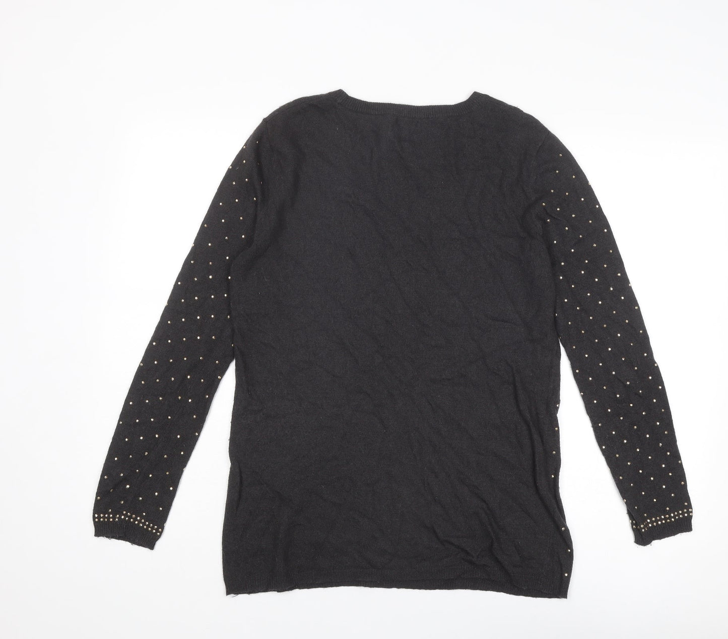 River Island Womens Grey Round Neck Viscose Pullover Jumper Size 12