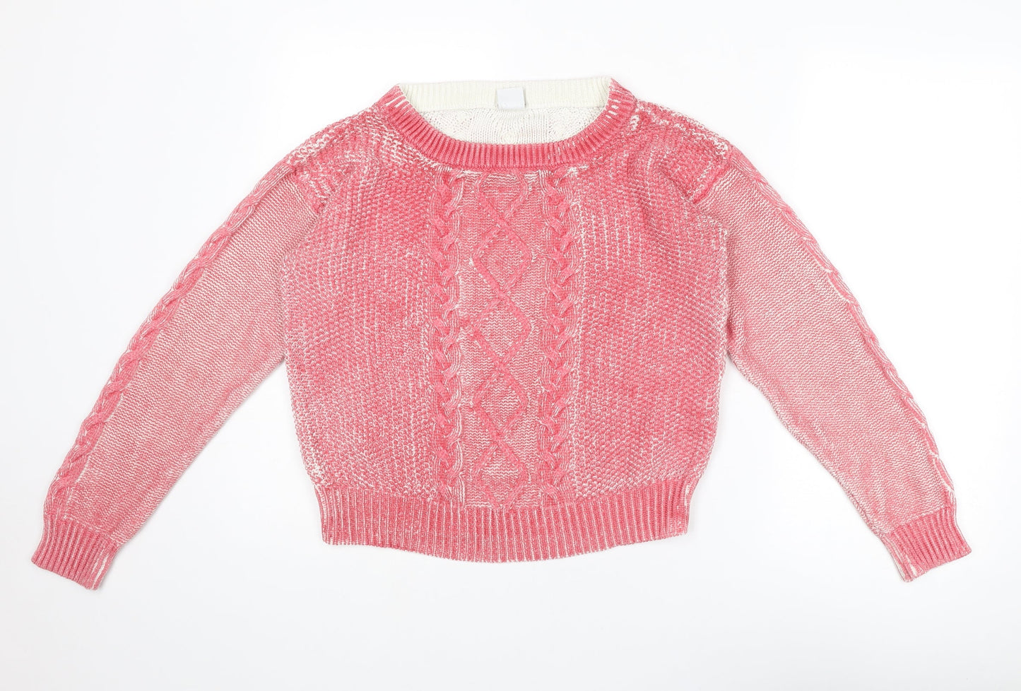 VERO MODA Womens Pink Round Neck Acrylic Pullover Jumper Size L