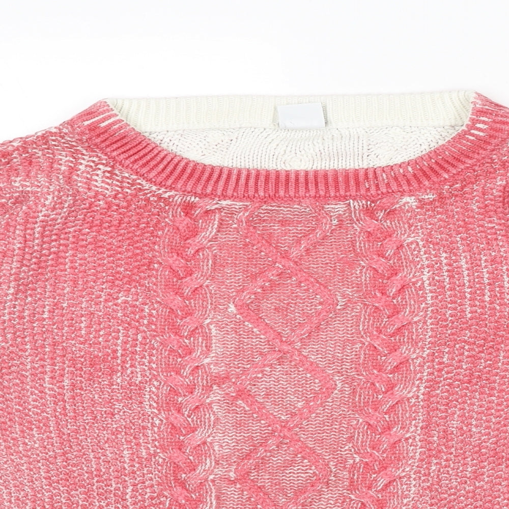 VERO MODA Womens Pink Round Neck Acrylic Pullover Jumper Size L
