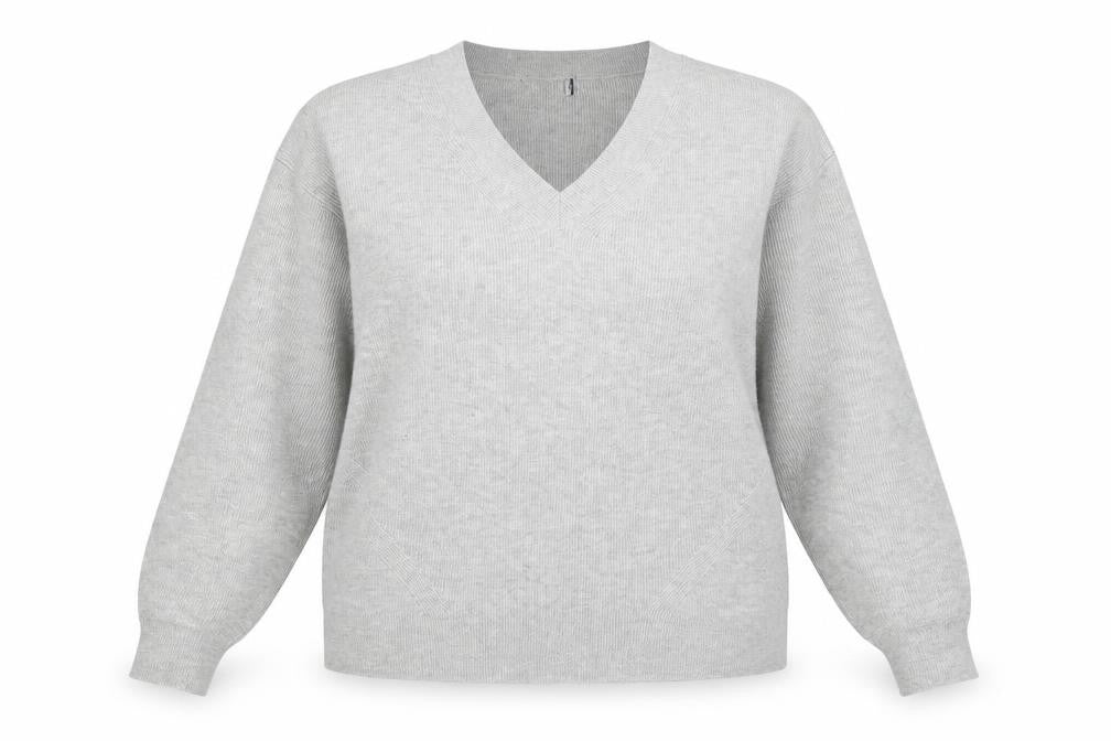 Marks and Spencer Womens Grey V-Neck Viscose Pullover Jumper Size XL