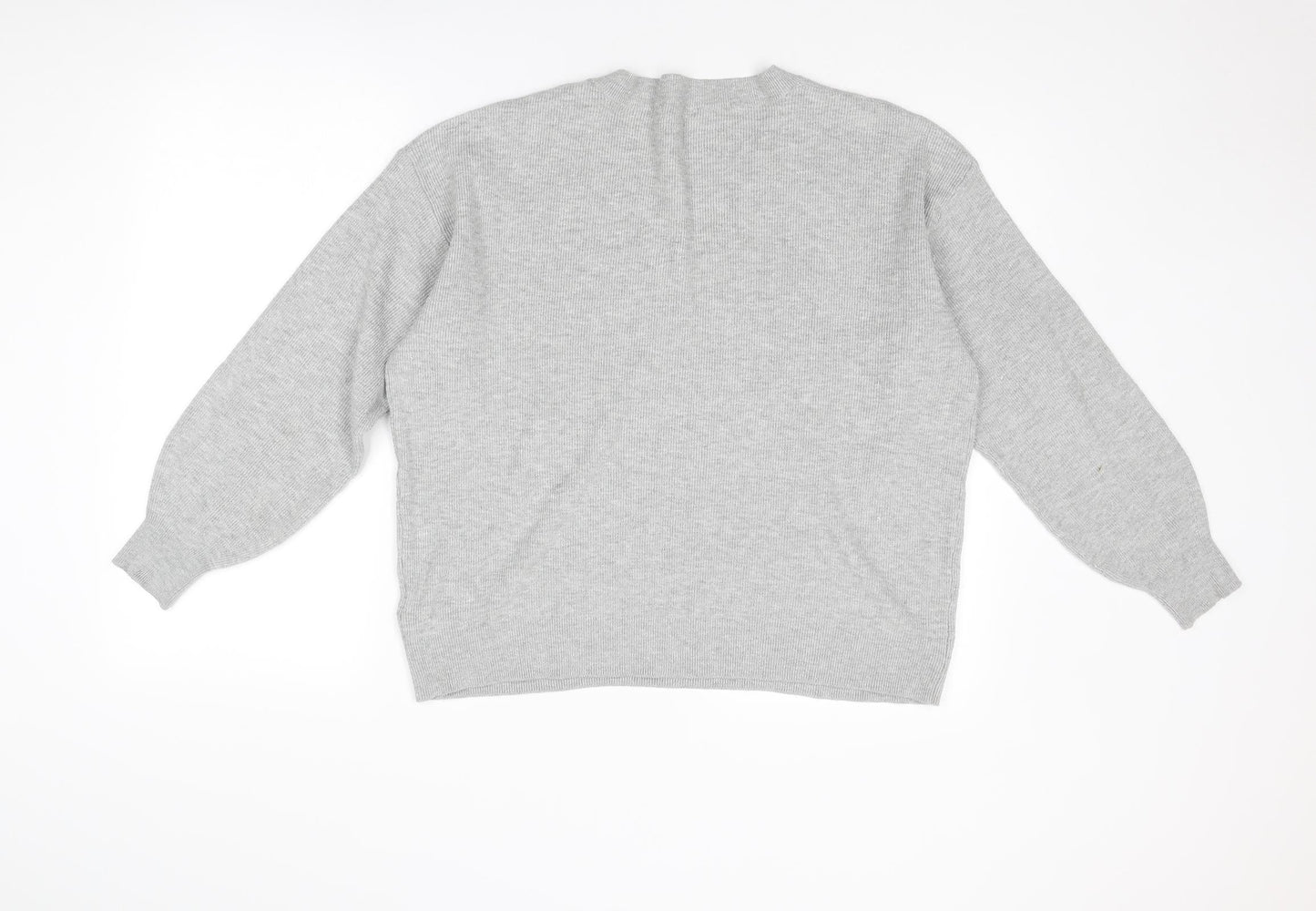 Marks and Spencer Womens Grey V-Neck Viscose Pullover Jumper Size XL