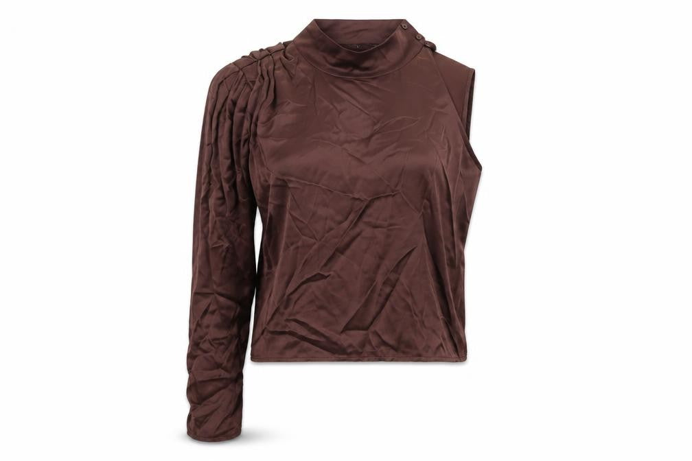 Zara Womens Brown Viscose Basic Blouse Size M One Shoulder