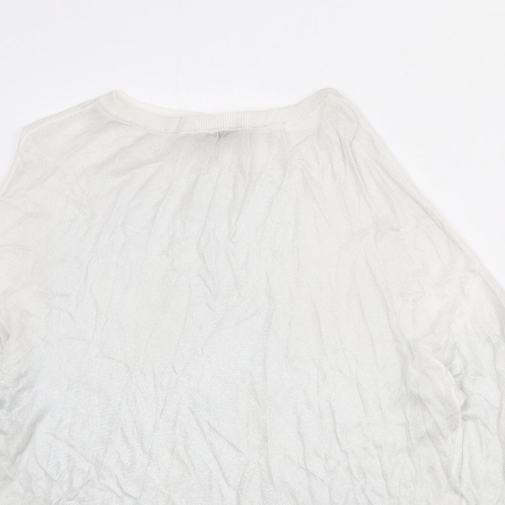 Zara Womens Silver Round Neck Viscose Pullover Jumper Size S