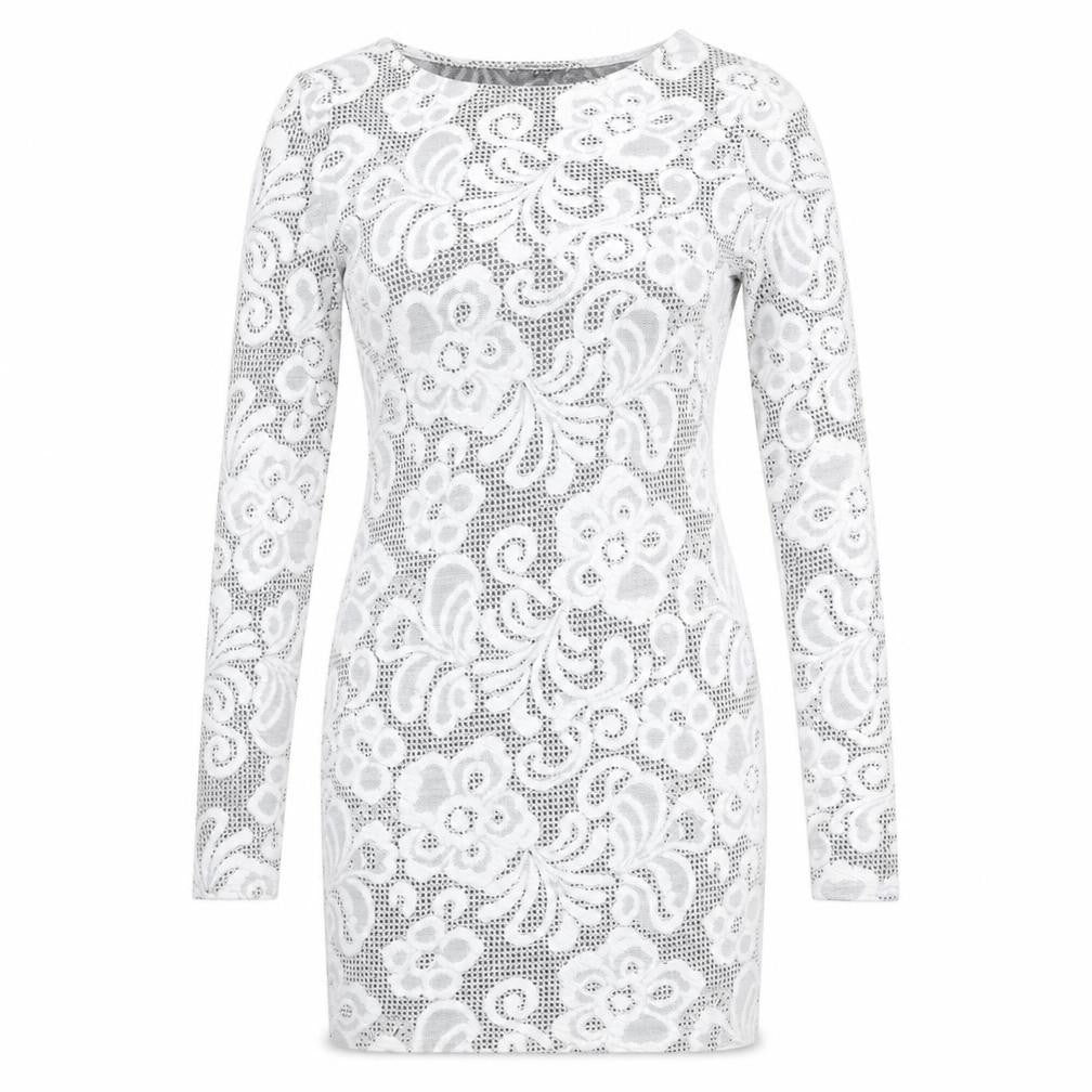 River Island Womens White Geometric Polyester Shift Size 8 Round Neck Pullover