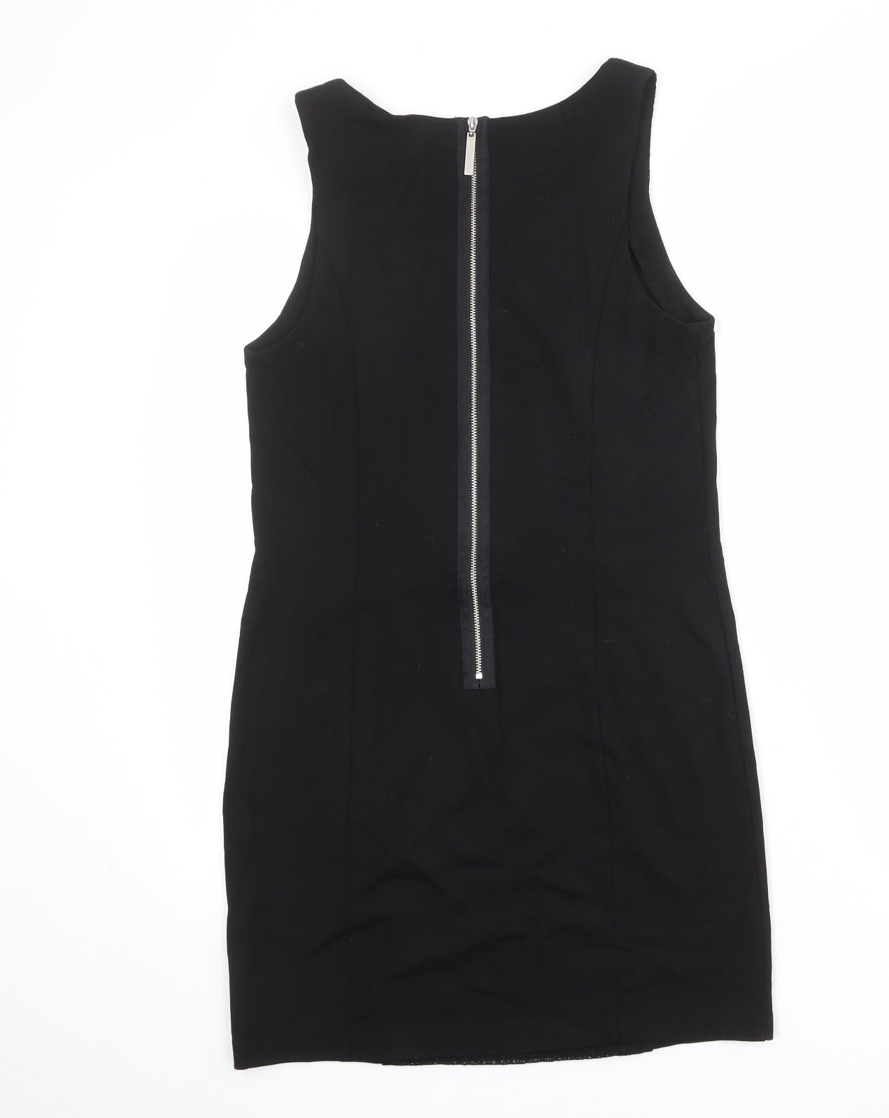 Kensie Womens Black Viscose Shift Size M Round Neck Zip