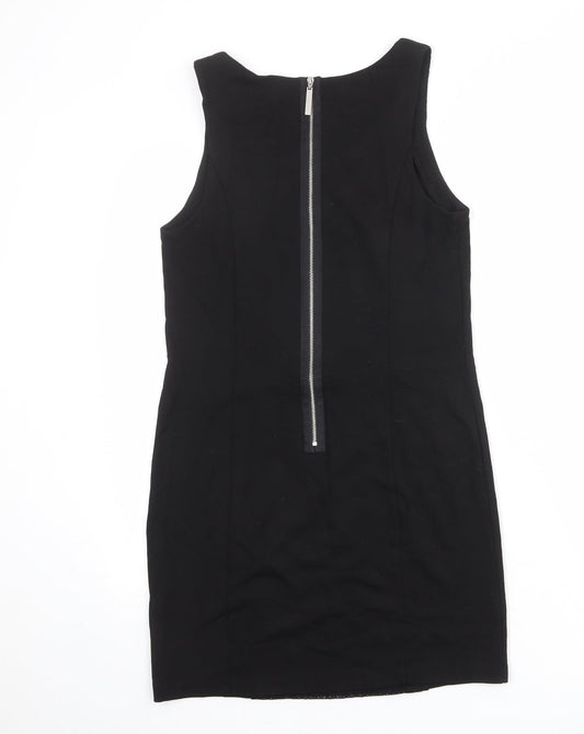 Kensie Womens Black Viscose Shift Size M Round Neck Zip