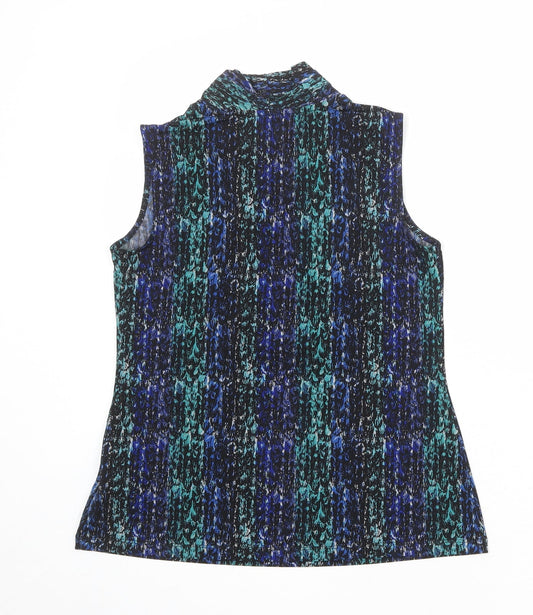 212 Collection Womens Multicoloured Geometric Polyester Basic Tank Size XS V-Neck