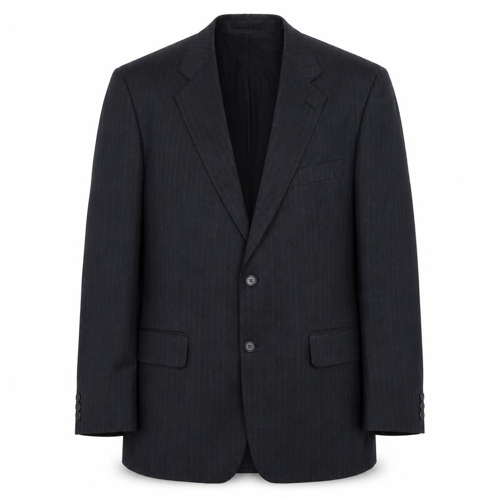 Marks and Spencer Mens Grey Striped Polyester Jacket Suit Jacket Size 42 Regular