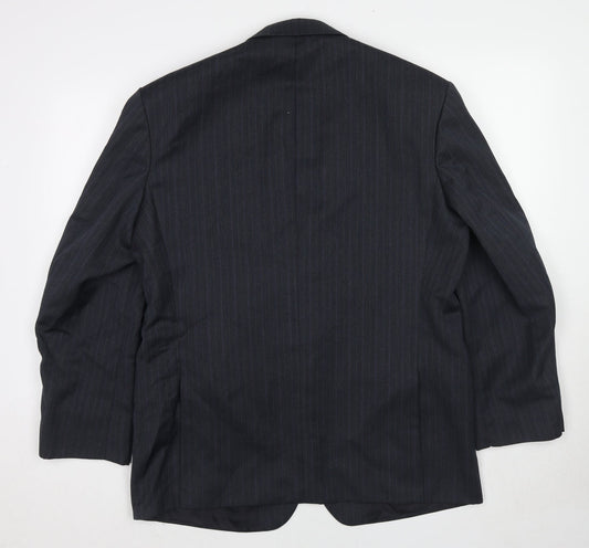 Marks and Spencer Mens Grey Striped Polyester Jacket Suit Jacket Size 42 Regular