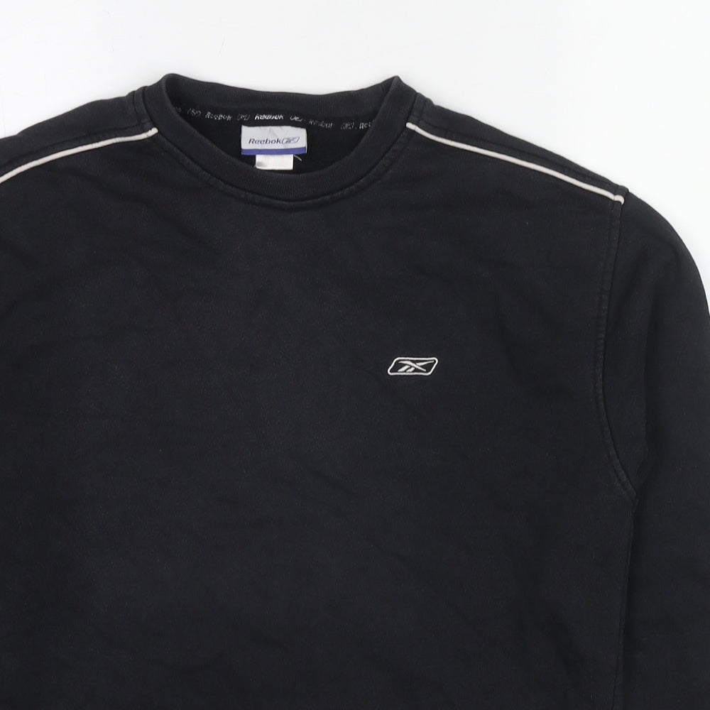 Reebok Mens Black Cotton Pullover Sweatshirt Size XS