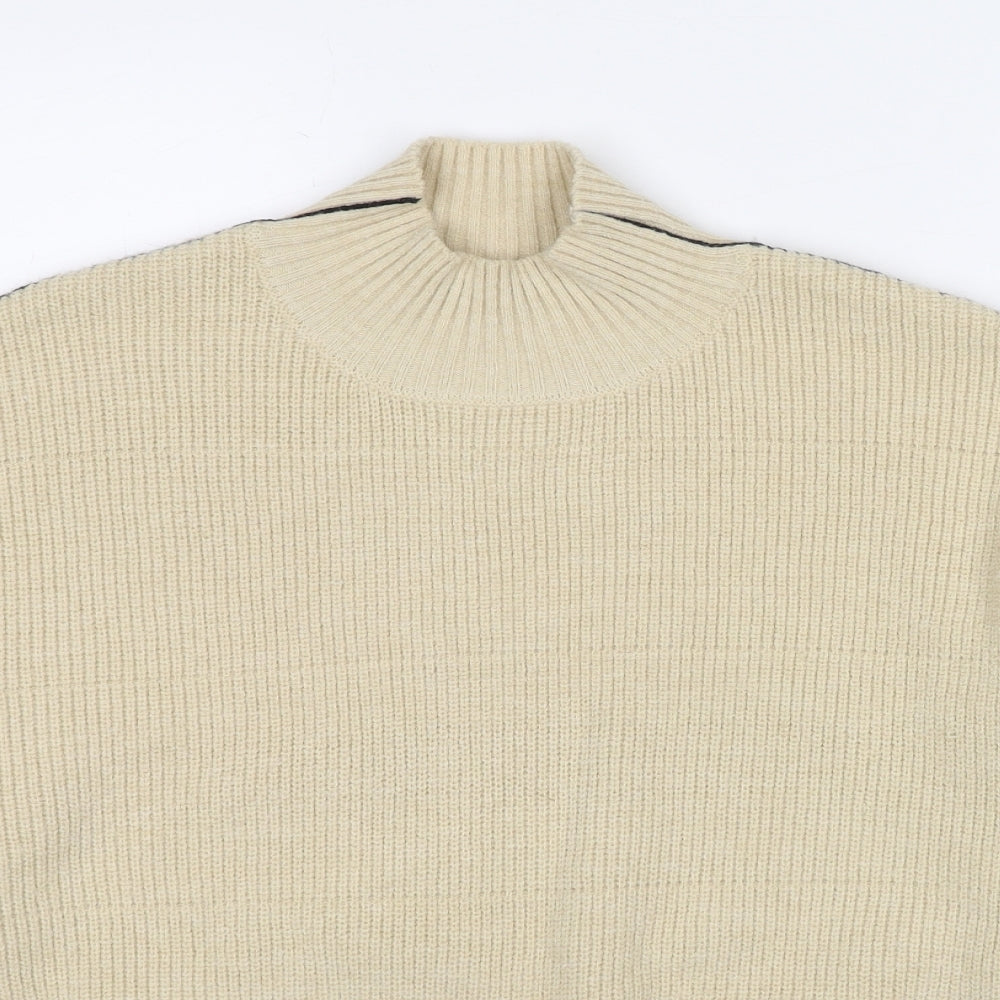 Dazy Womens Beige High Neck Acrylic Pullover Jumper Size L