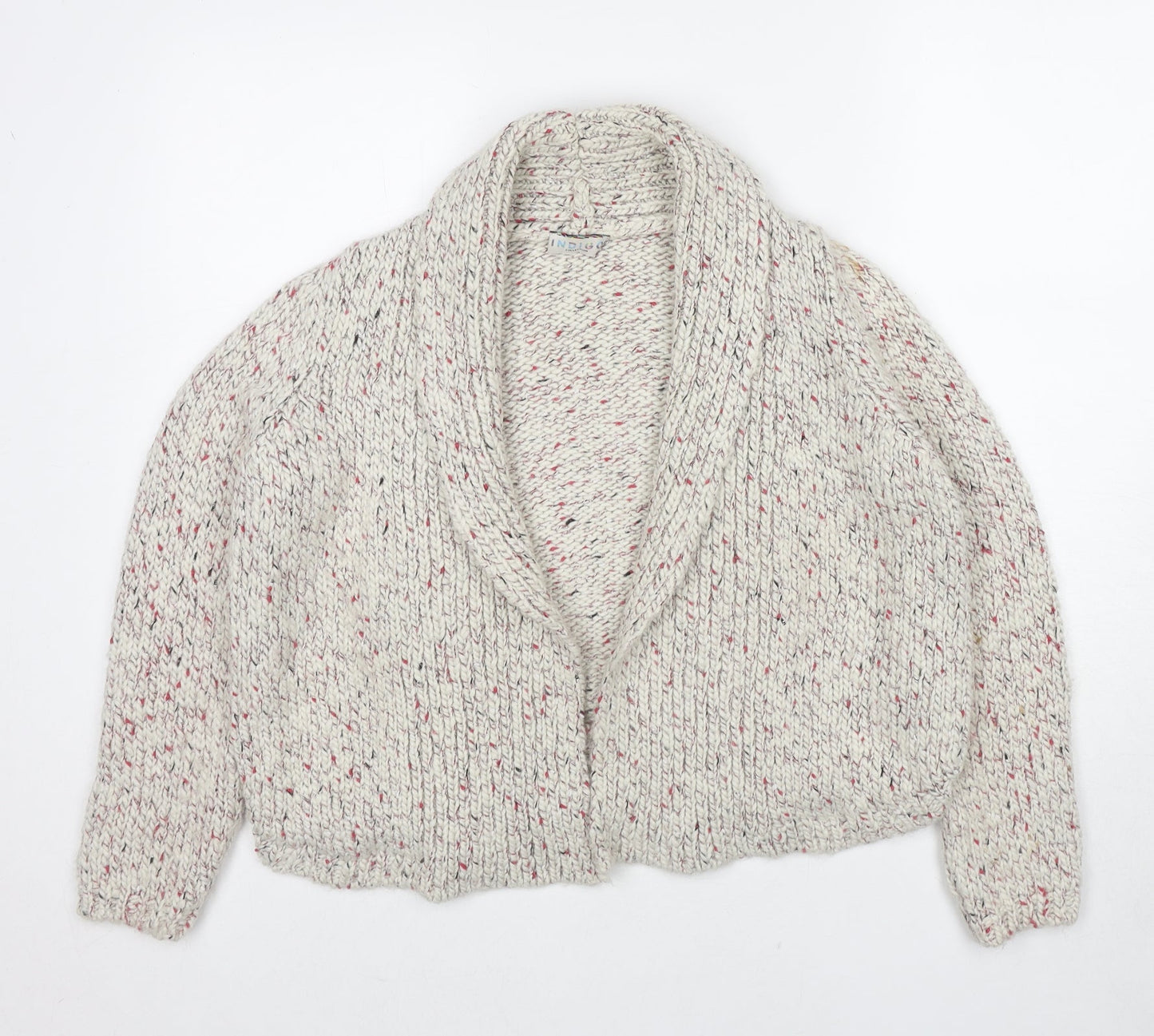 Marks and Spencer Womens White V-Neck Acrylic Cardigan Jumper Size 12