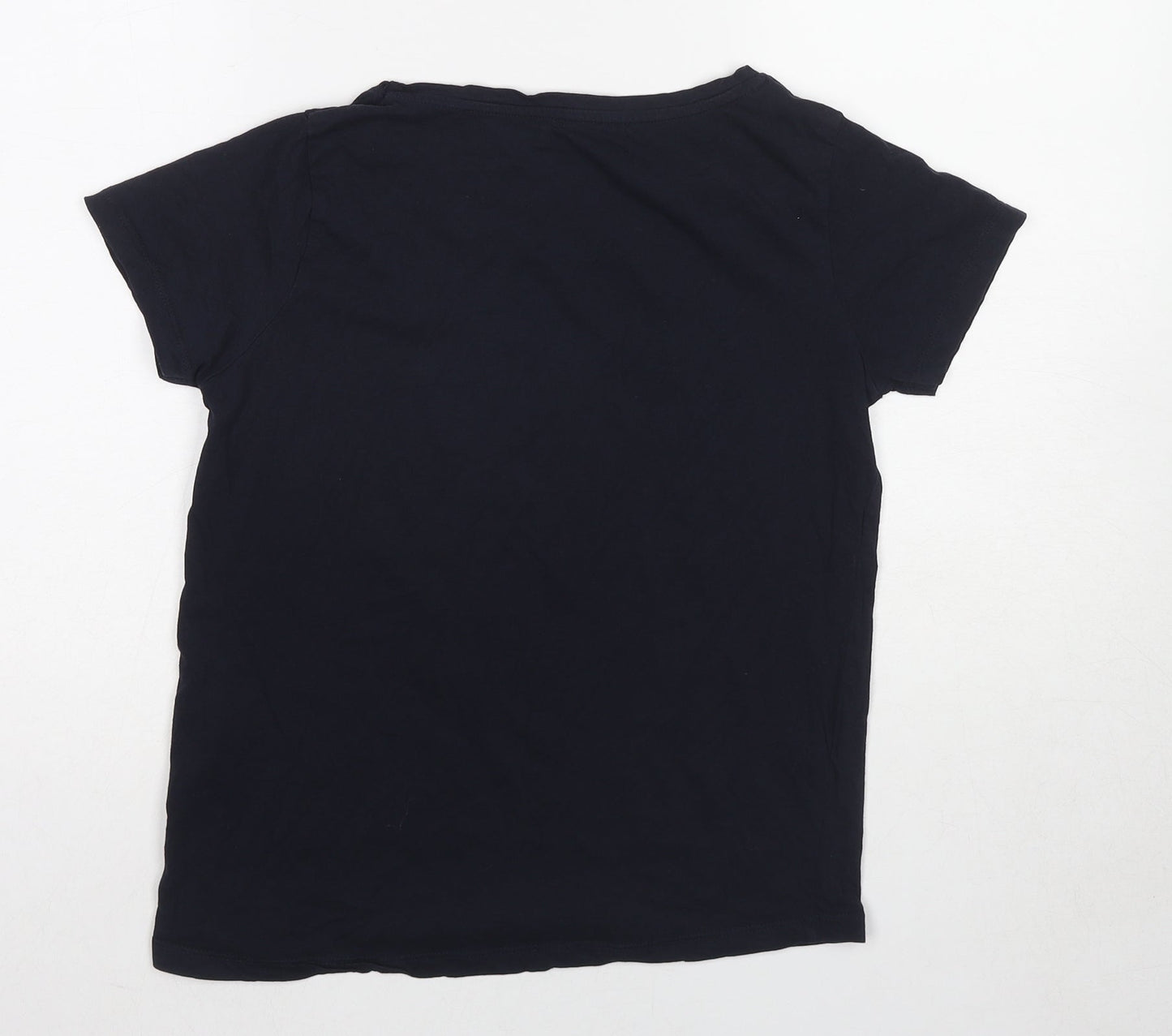 Sfera Womens Blue Cotton Basic T-Shirt Size S Round Neck - Love