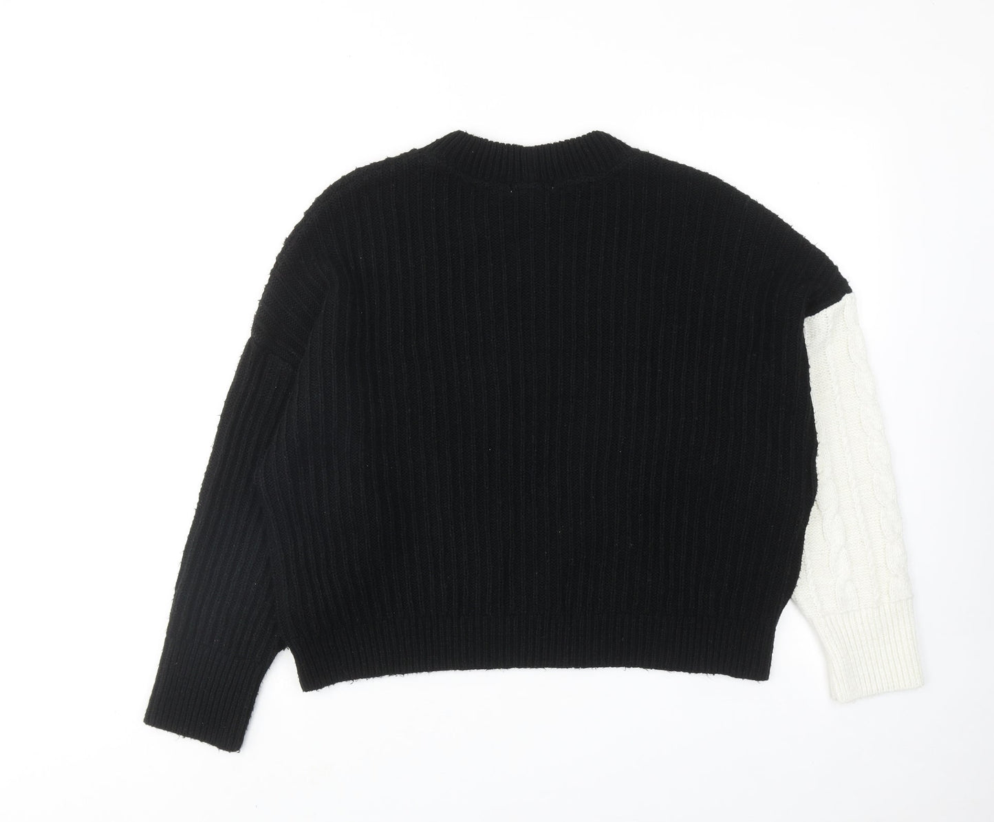 Topshp Womens Black Round Neck Acrylic Pullover Jumper Size S