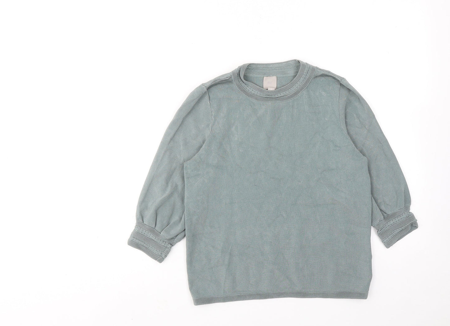 H&M Womens Blue Round Neck Viscose Pullover Jumper Size XS