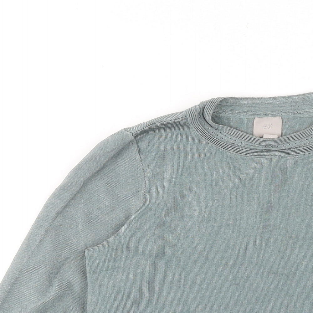 H&M Womens Blue Round Neck Viscose Pullover Jumper Size XS