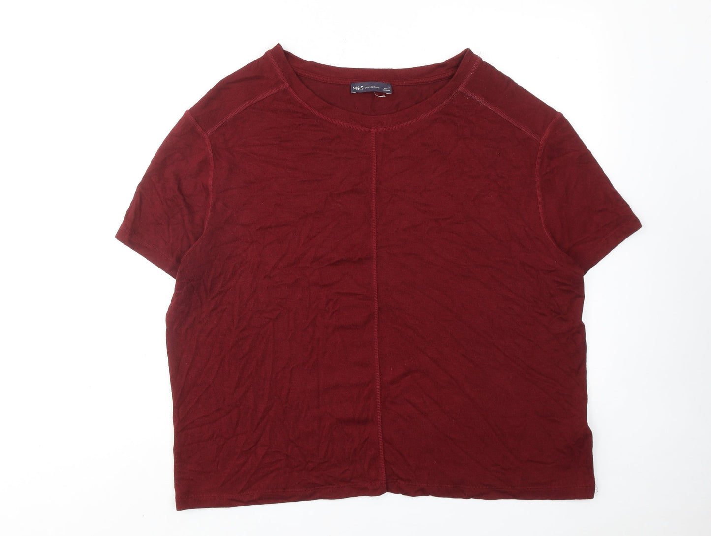 Marks and Spencer Womens Red Polyester Basic T-Shirt Size L Round Neck
