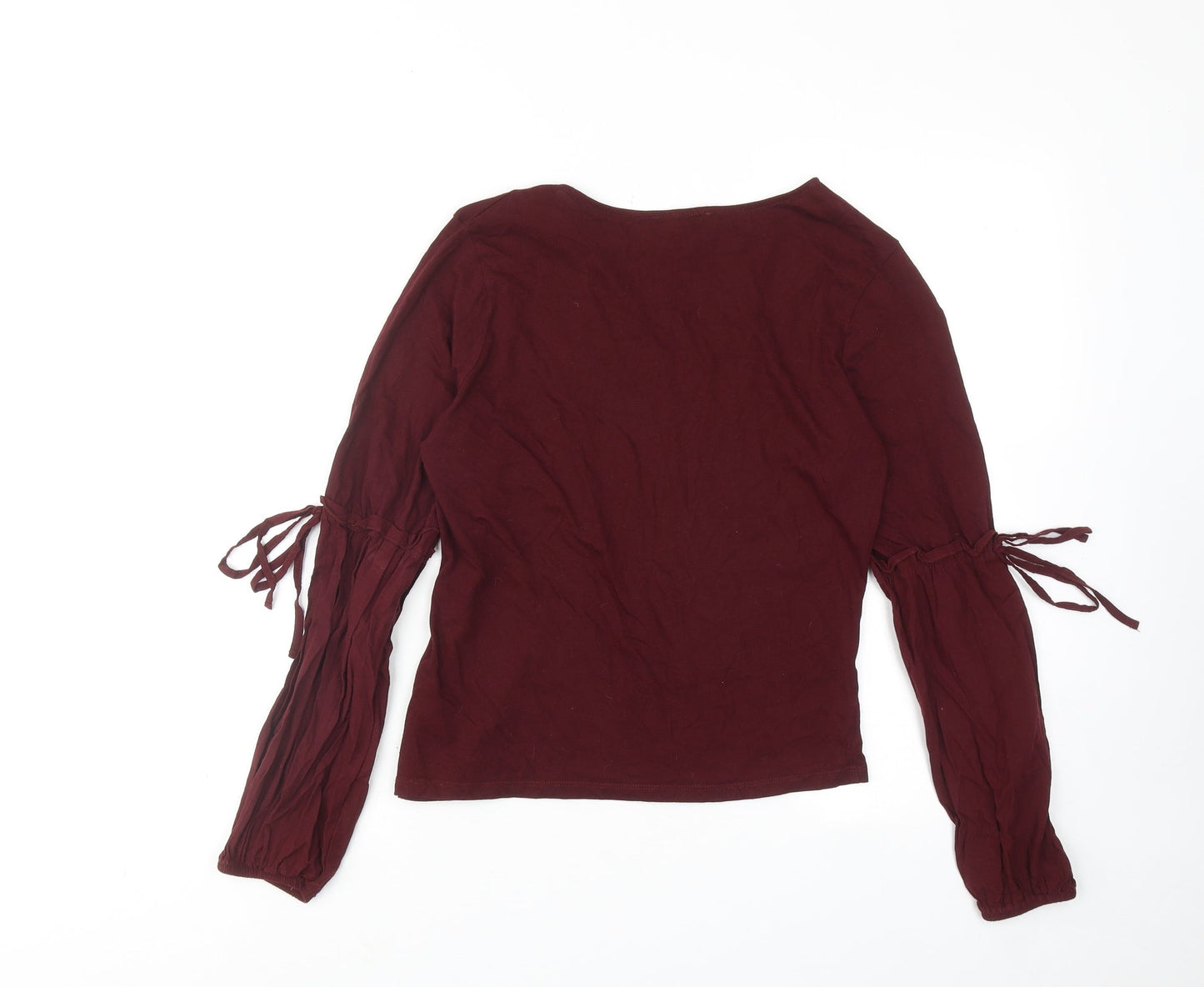 New Look Womens Red Cotton Basic Blouse Size 10 Round Neck