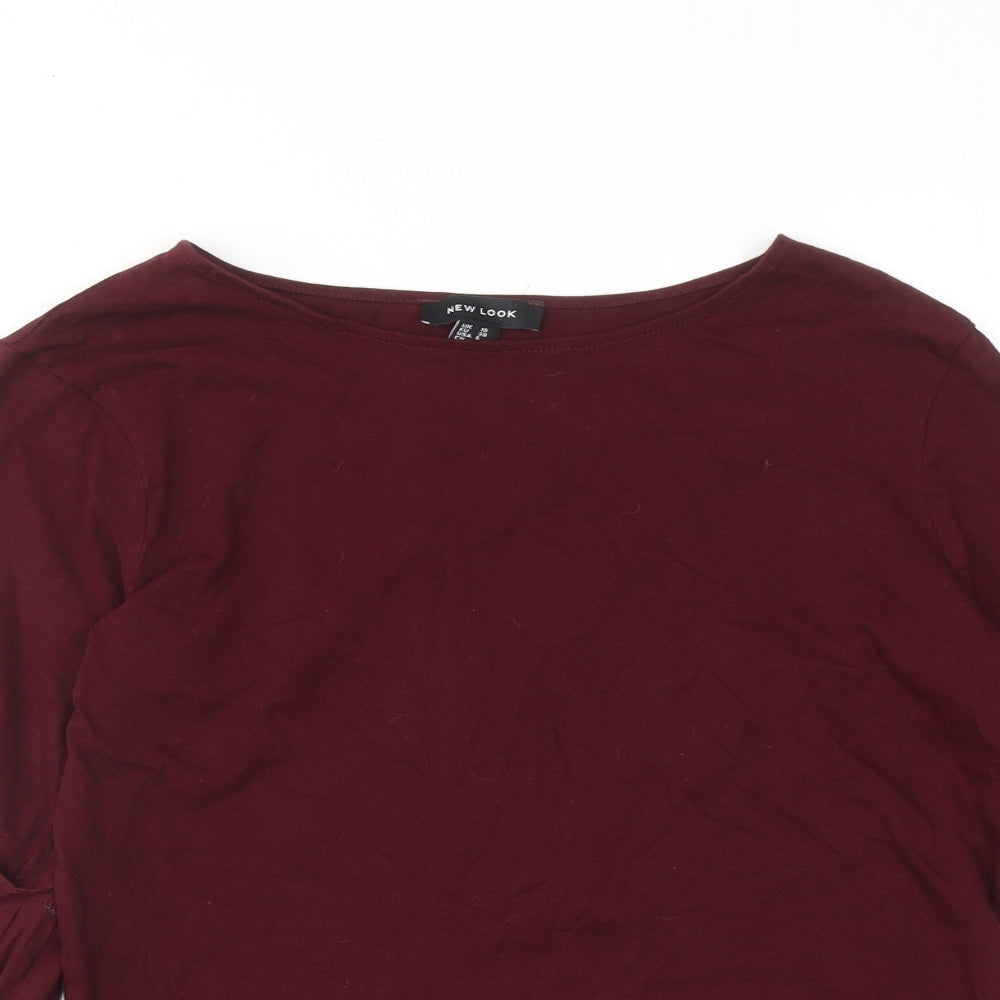 New Look Womens Red Cotton Basic Blouse Size 10 Round Neck