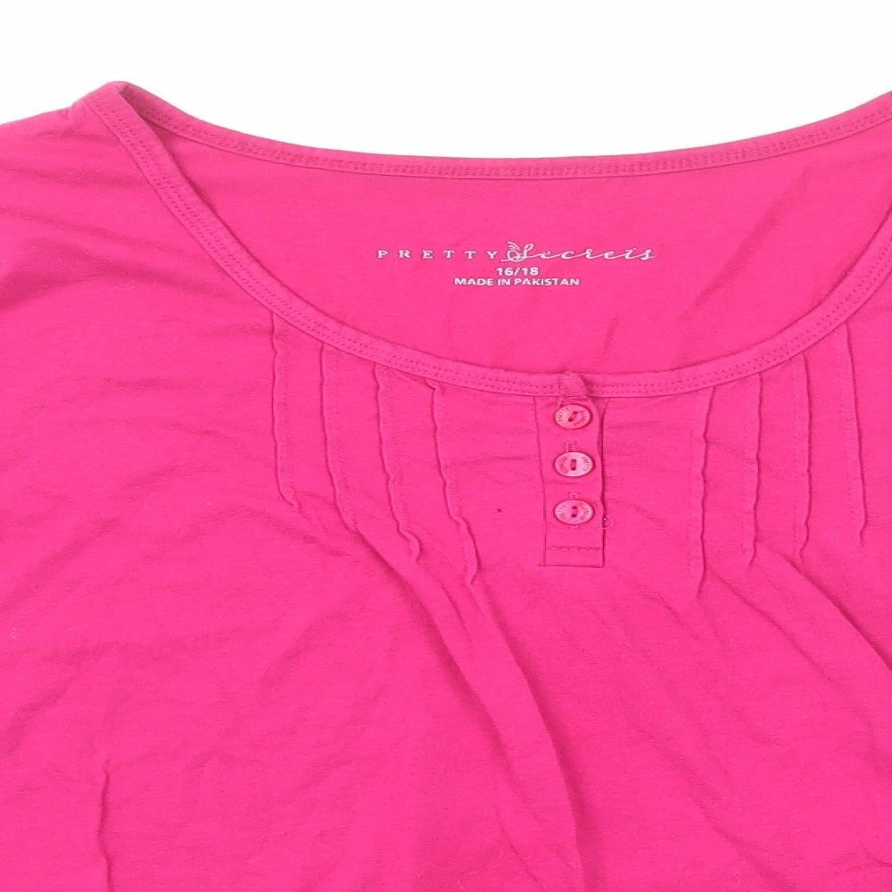 Pretty Secrets Womens Pink Polyester Basic T-Shirt Size 16 Boat Neck - Size 16-18