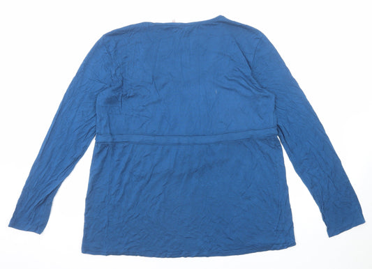 Kenneth Cole Reaction Womens Blue Modal Basic T-Shirt Size L Scoop Neck