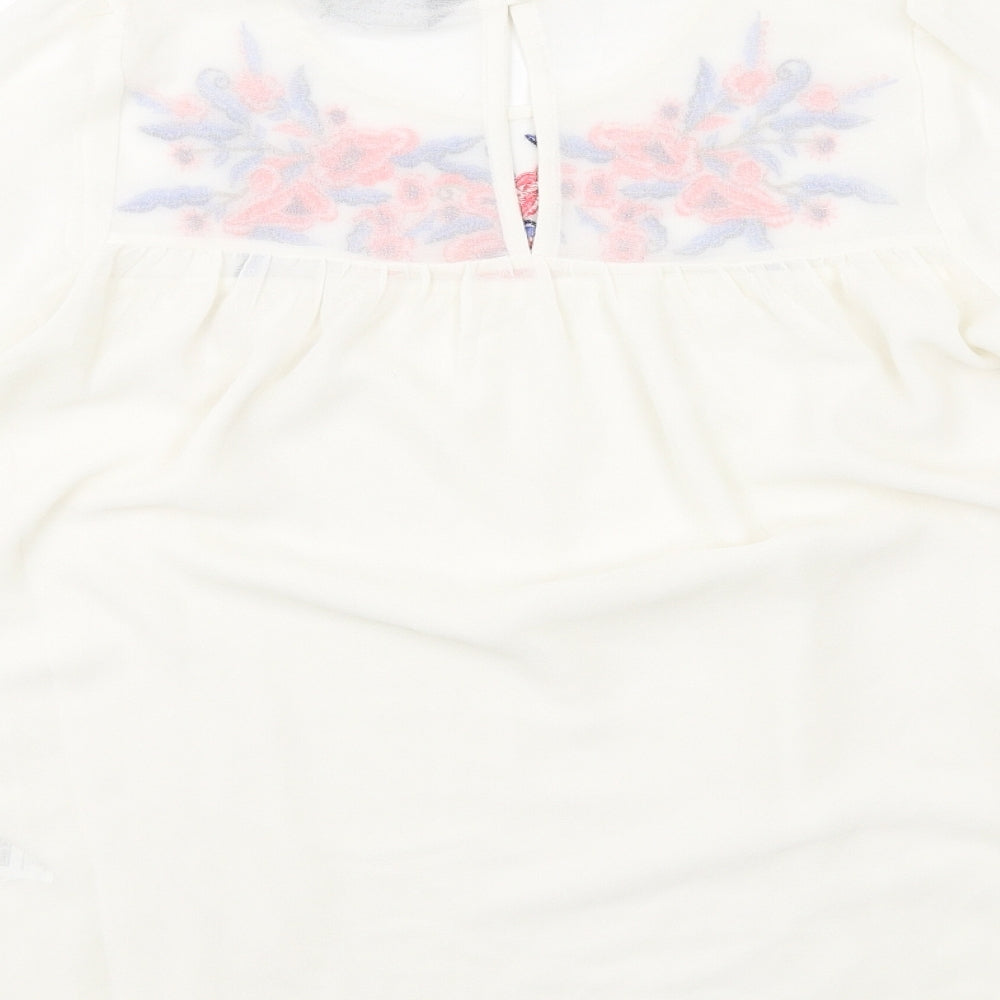 Dorothy Perkins Womens Ivory Polyester Basic Blouse Size 6 Boat Neck - Flower Motif