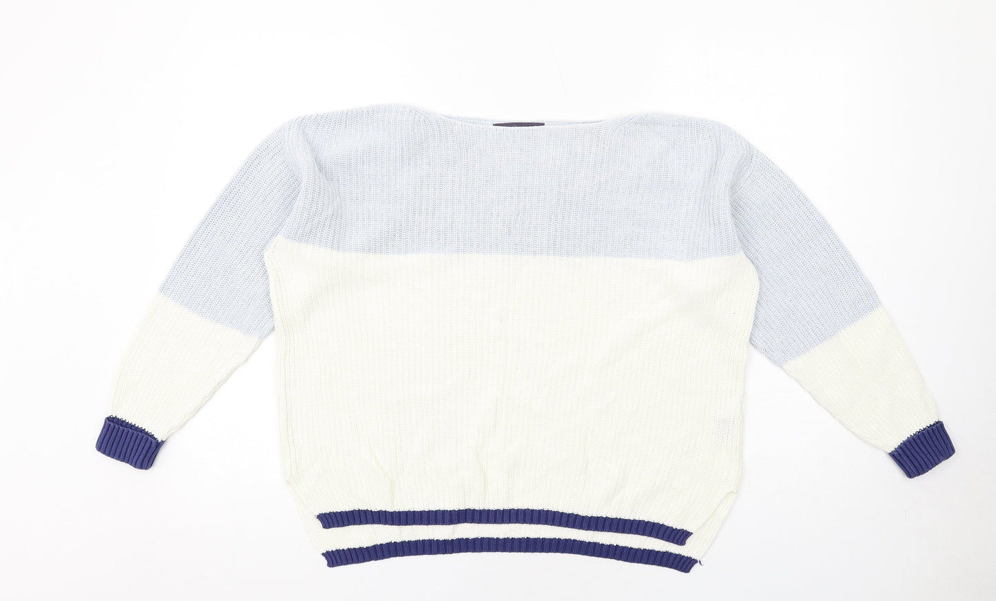 Marks and Spencer Womens Blue Boat Neck Cotton Pullover Jumper Size M